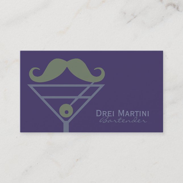 "Martini Moustache" Bartender custom business card (Front)
