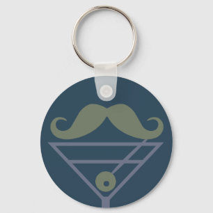 Martini Moustache custom key chain