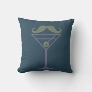 Martini Moustache custom throw pillow