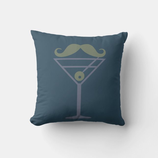 Martini Moustache custom throw pillow (Front)