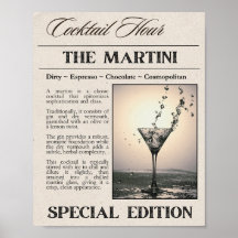 Martini Newspaper Art Print 