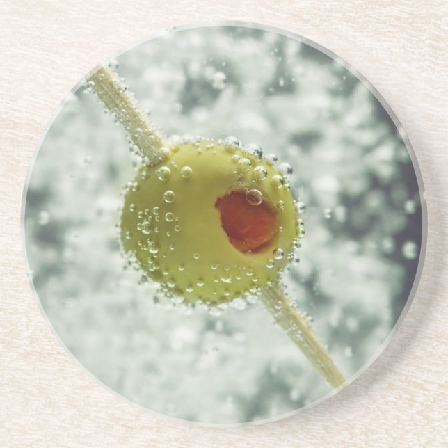 Martini Olive Sandstone Coasters (Front)