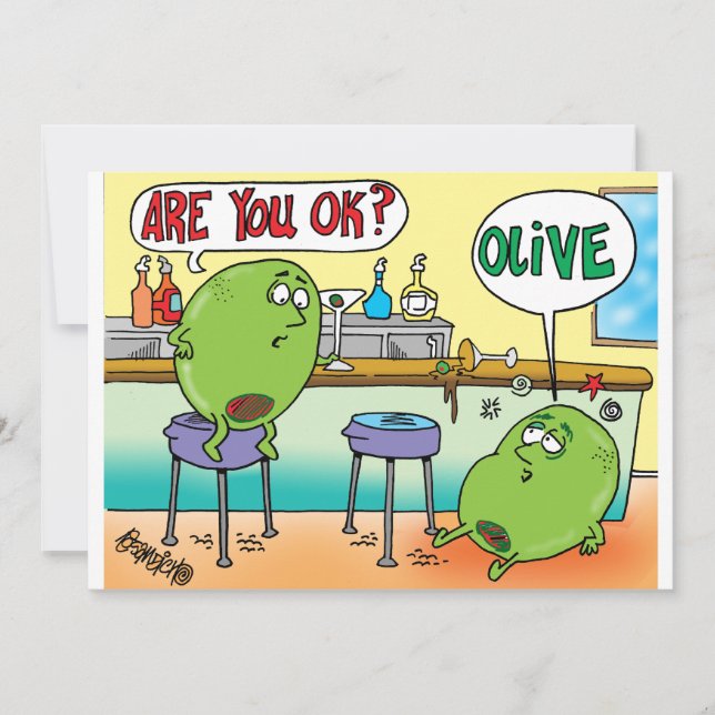 MARTINI OLIVES IN A BAR Party Invitations (Front)