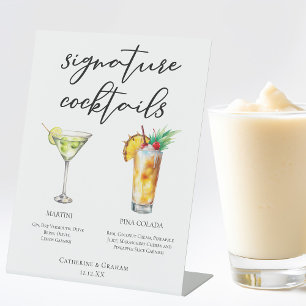 Martini Piña Colada Signature Cocktails Menu Pedestal Sign