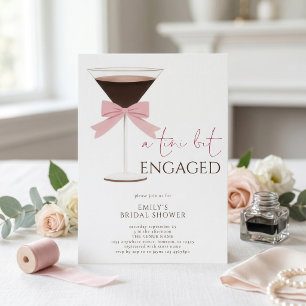 Martini Pink Bow Tini Bit Engaged Bridal Shower Invitation
