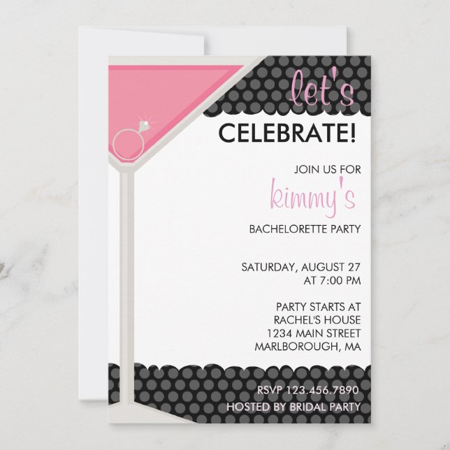 Martini & Ring Bachelorette Party Invitation (Front)