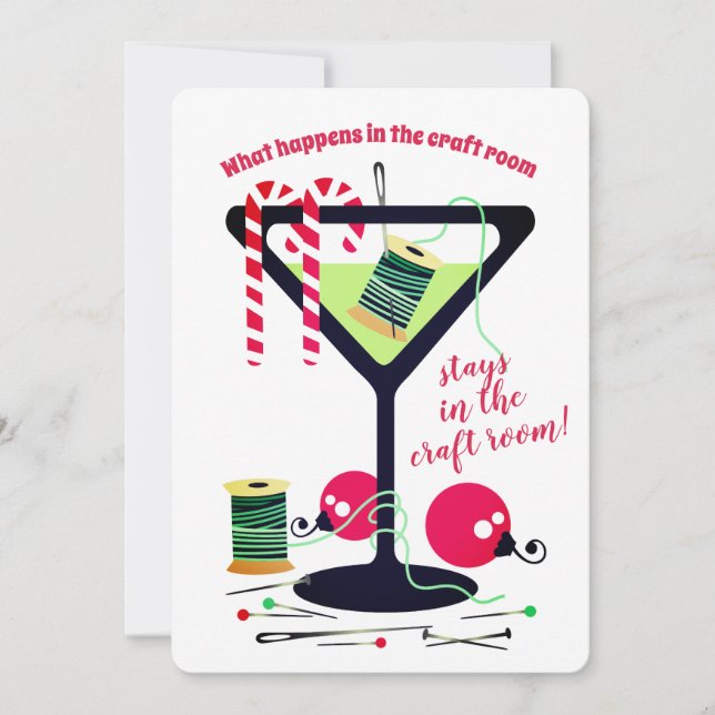 Martini sewing notions seamstress Christmas card (Front)