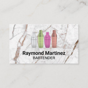 Martini Shaker Bottles   Metallic Colours Business Card