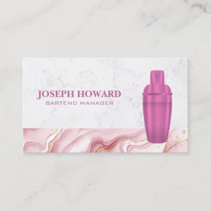 Martini Shaker Logo   Pink Marble Business Card