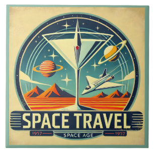 Martini Space Travel 1957 New Worlds Logo Ceramic Tile