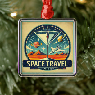 Martini Space Travel 1957 New Worlds Logo Metal Ornament