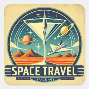 Martini Space Travel 1957 New Worlds Logo Square Sticker