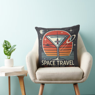 Martini Space Travel 1957 Space Age Logo Cushion