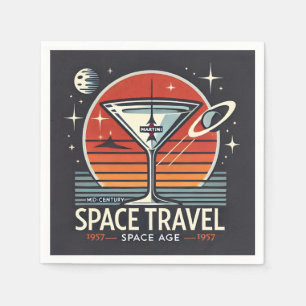 Martini Space Travel 1957 Space Age Logo Napkin