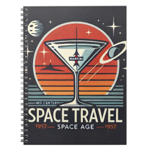 Martini Space Travel 1957 Space Age Logo Notebook