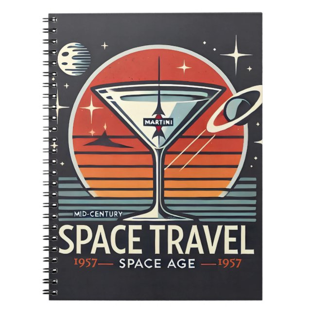 Martini Space Travel 1957 Space Age Logo Notebook (Front)