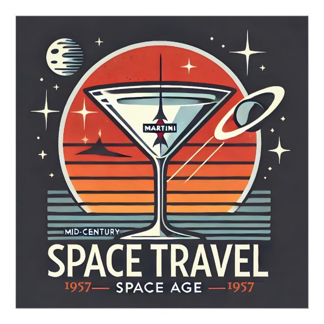 Martini Space Travel 1957 Space Age Logo Photo Print (Front)