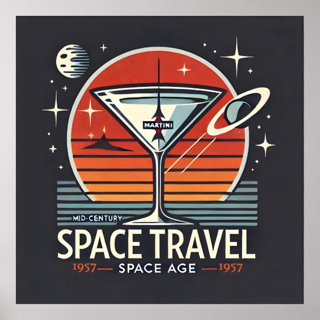 Martini Space Travel 1957 Space Age Logo Poster (Front)