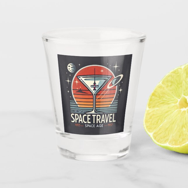Martini Space Travel 1957 Space Age Logo Shot Glass (Front)