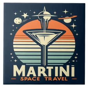 Martini Space Travel Lift Off Logo Ceramic Tile
