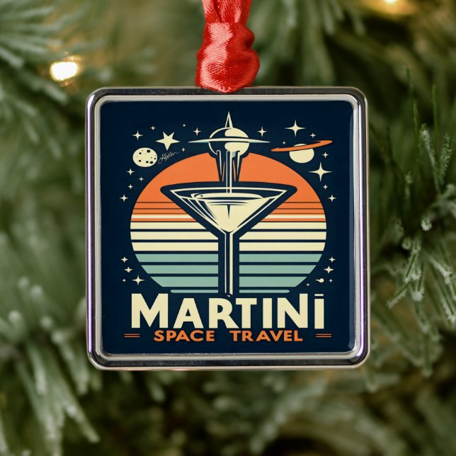 Martini Space Travel Lift Off Logo Metal Ornament (Tree)