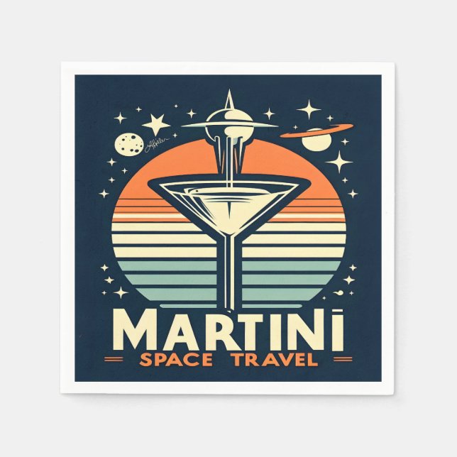 Martini Space Travel Lift Off Logo Napkin (Front)