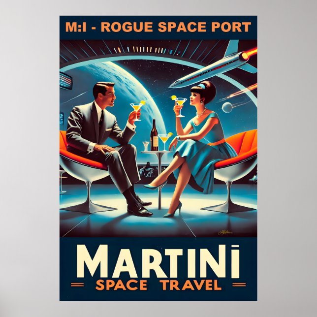 Martini Space Travel Poster Rogue Space Port (Front)