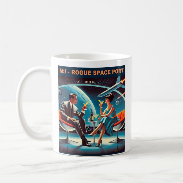 Martini Space Travel Poster Rogue Space Port Coffee Mug (Left)