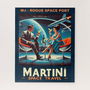 Martini Space Travel Poster Rogue Space Port Jigsaw Puzzle