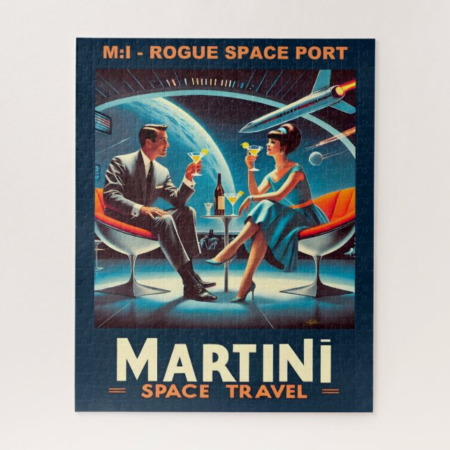 Martini Space Travel Poster Rogue Space Port Jigsaw Puzzle (Vertical)