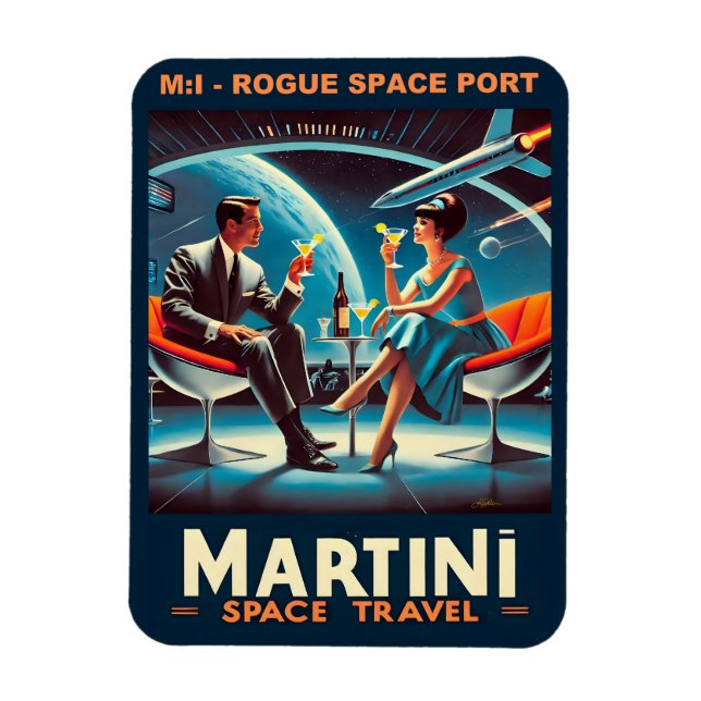 Martini Space Travel Poster Rogue Space Port Magnet (Vertical)
