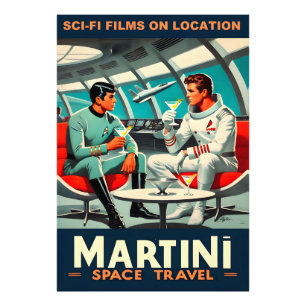 Martini Space Travel Poster Sci-Fi Films In Space