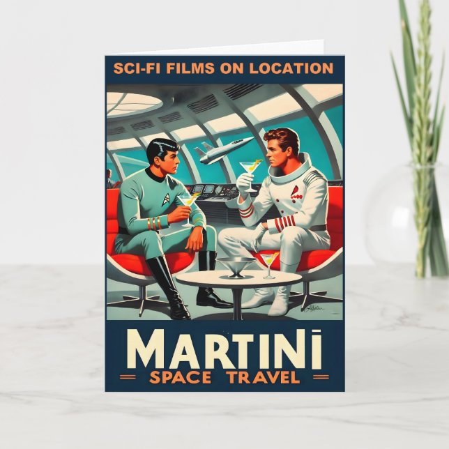 Martini Space Travel Poster Sci-Fi Films In Space Card (Front)