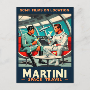 Martini Space Travel Poster Sci-Fi Films In Space Postcard