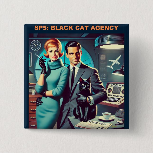 Martini Space Travel Poster SP5: Black Cat Agency 15 Cm Square Badge (Front)