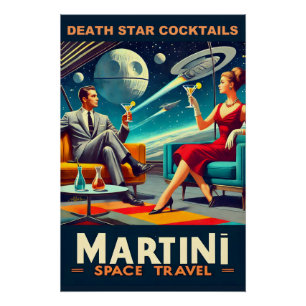 Martini Space Travel Posters Death Star Cocktails