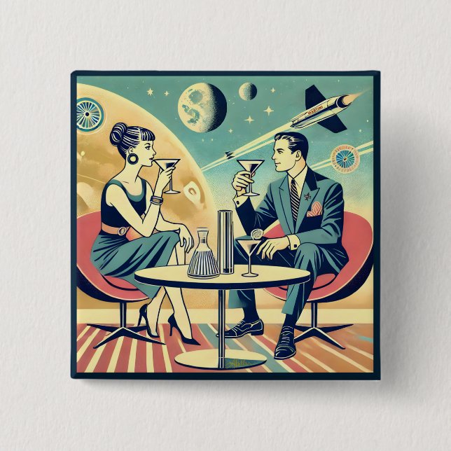 Martini Space Travel Posters Flight Crew 15 Cm Square Badge (Front)