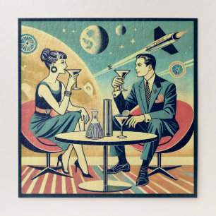 Martini Space Travel Posters Flight Crew Jigsaw Puzzle