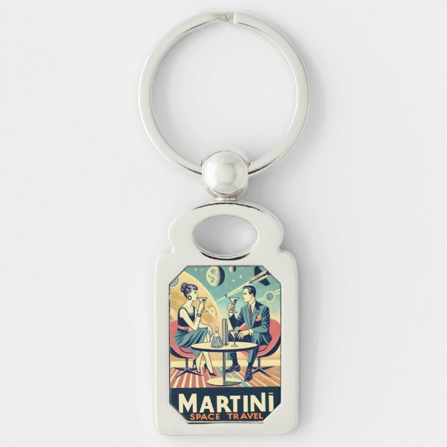 Martini Space Travel Posters Flight Crew Key Ring (Front)