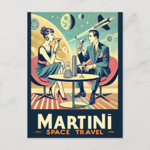 Martini Space Travel Posters Flight Crew Postcard