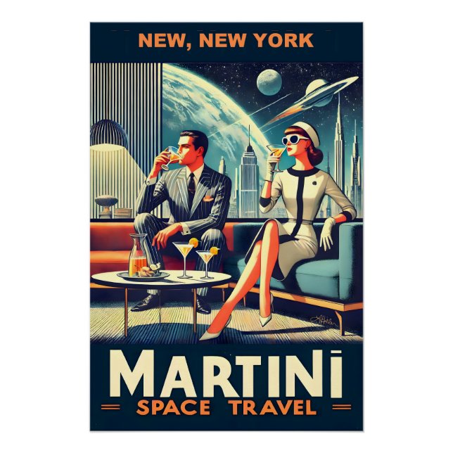 Martini Space Travel Posters New, New York (Front)