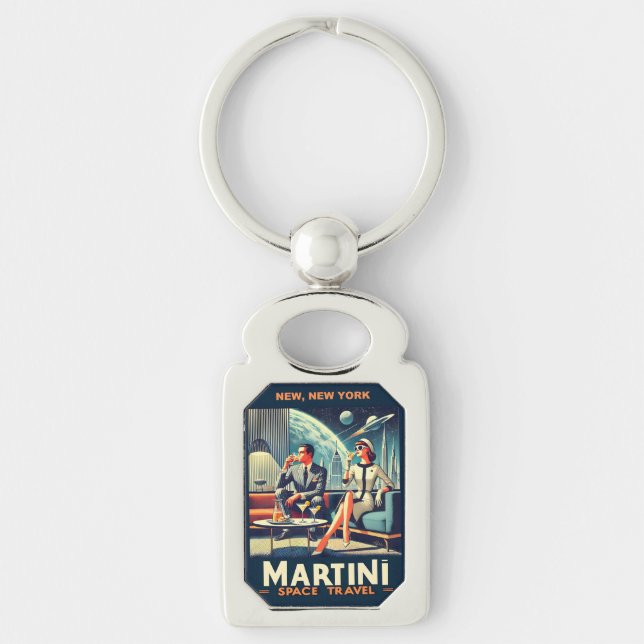 Martini Space Travel Posters New, New York Key Ring (Front)