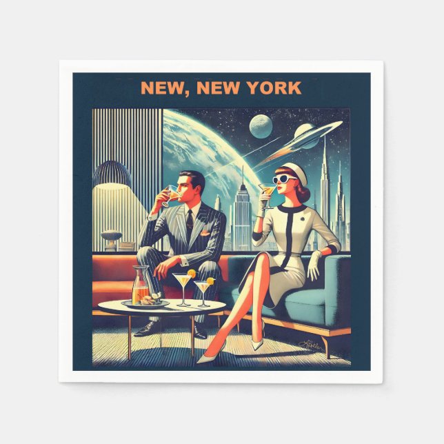 Martini Space Travel Posters New, New York Napkin (Front)