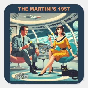 Martini Space Travel Posters The Martini's 1957 Square Sticker