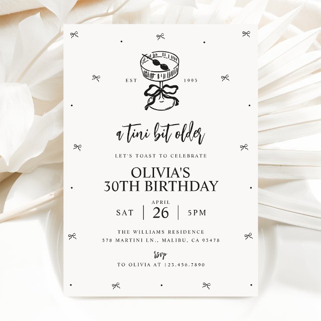 Martini Themed Birthday Invite, A Tini Bit Older Invitation (Creator Uploaded)