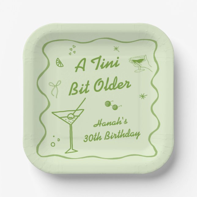 Martini themed Birthday Party Paper Plate (Front)