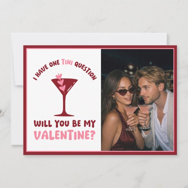 Martini Themed Valentine's Day - Modern Cute Chic Holiday Card (Front)