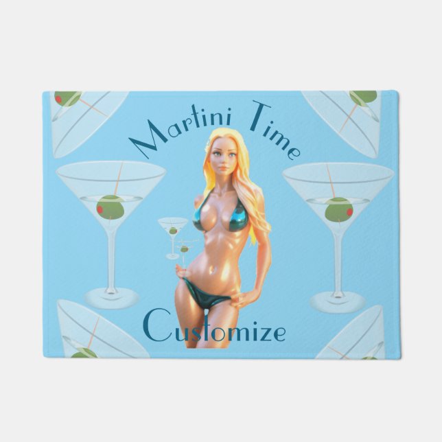 Martini time Bikini Babe Thunder_Cove  Doormat (Front)