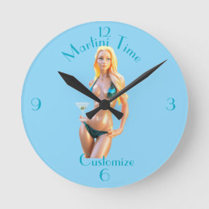 Martini time Bikini Babe Thunder_Cove Round Clock