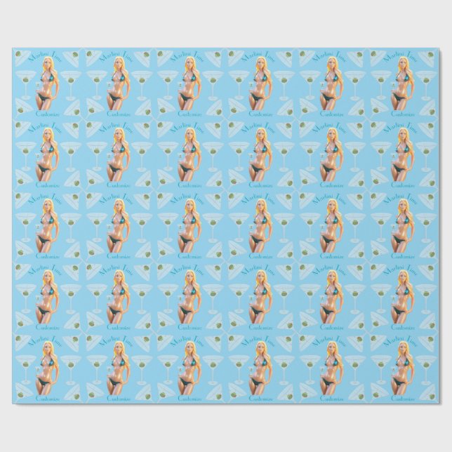 Martini time Bikini Babe Thunder_Cove  Wrapping Paper (Flat)